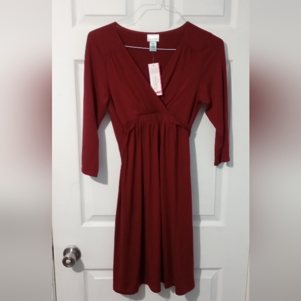Motherhood Maternity Deep Red Midi Dress